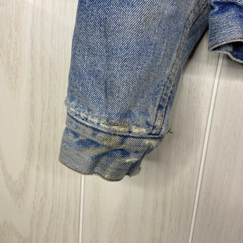 Wrangler Mens Distressed Denim Jacket Corduroy Collar Vintage Workwear Size M - Picture 4 of 6